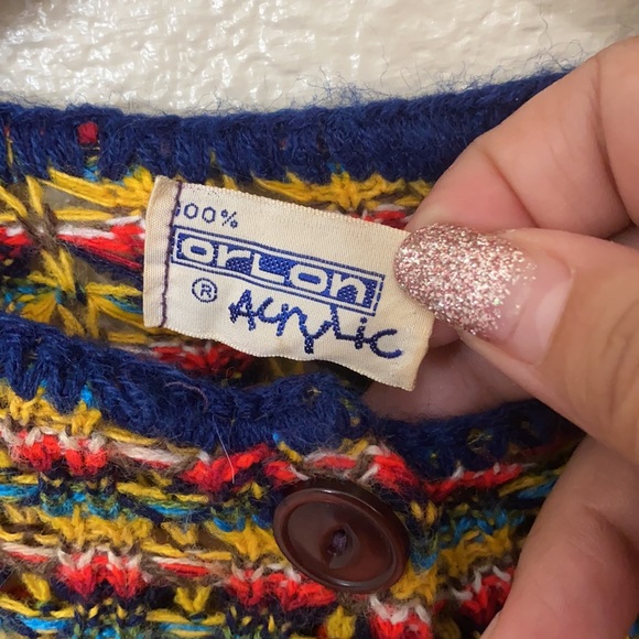 Vintage Orlon Knitted Button Down Poncho Shawl Cape Wrap - Picture 15 of 15